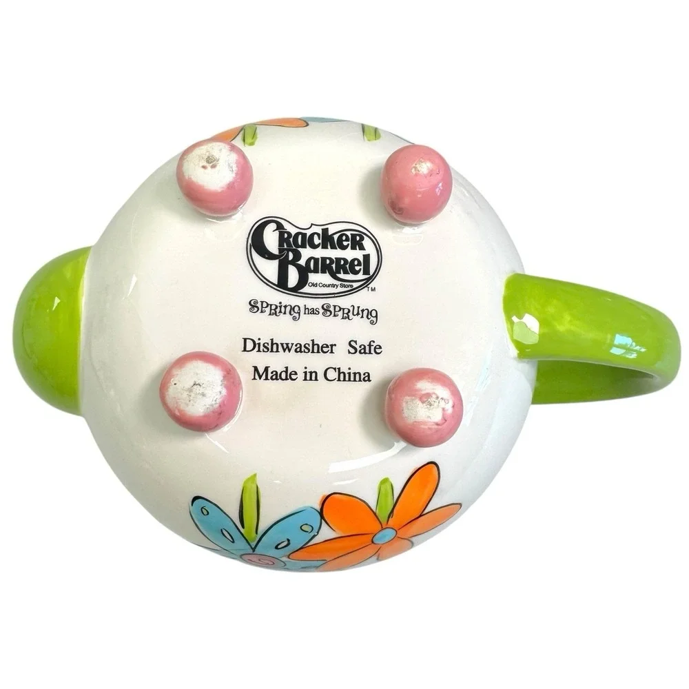 Cracker Barrel Ceramic Teapot Spring Had Sprung Bunny Dishwasher Safe Collectors